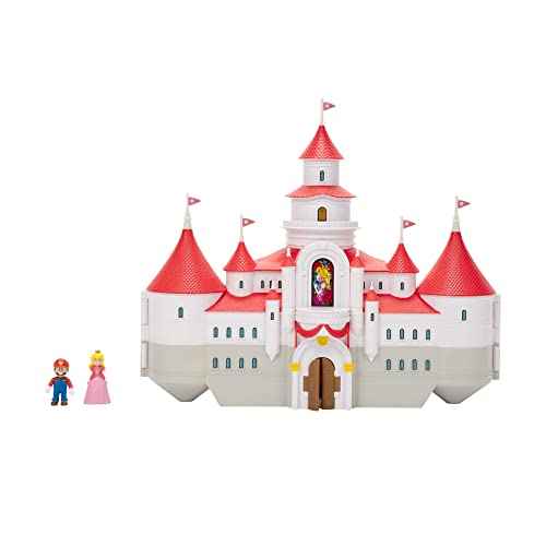 THE SUPER MARIO BROS. MOVIE – Mushroom Kingdom Castle Playset with Mini 1.25” Mario and Princess Peach Figures