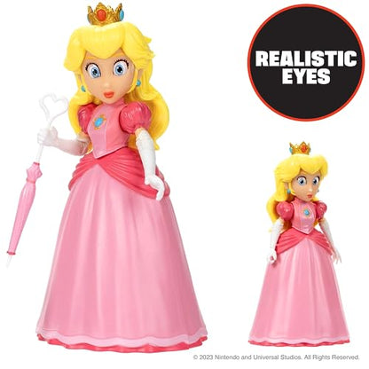 THE SUPER MARIO BROS. MOVIE - 5 Inch Action Figure Series 1 – Princess Peach Figure with Umbrella Accessory