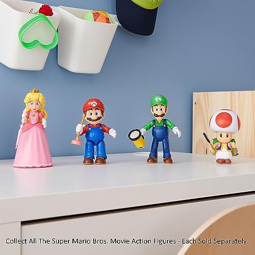 THE SUPER MARIO BROS. MOVIE - 5 Inch Action Figure Series 1 – Princess Peach Figure with Umbrella Accessory