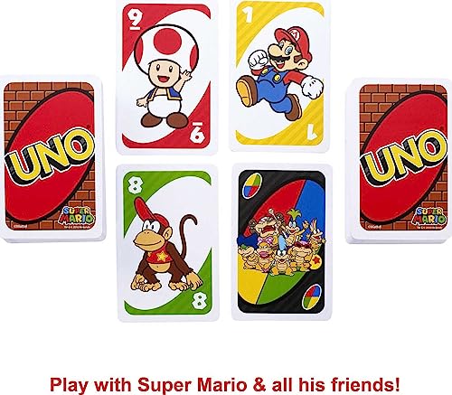 Mattel Games UNO Mario Kart Card Game for Kids, Adults, Family and Game Night with Special Rule for 2-10 Players