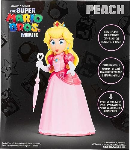 THE SUPER MARIO BROS. MOVIE - 5 Inch Action Figure Series 1 – Princess Peach Figure with Umbrella Accessory