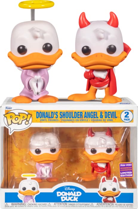 Funko Disney Pop! Donald's Shoulder Angel & Devil Vinyl Figure Set 2022 Wondrous Convention Exclusive