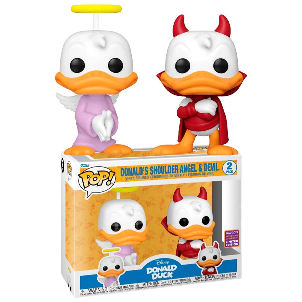 Funko Disney Pop! Donald's Shoulder Angel & Devil Vinyl Figure Set 2022 Wondrous Convention Exclusive