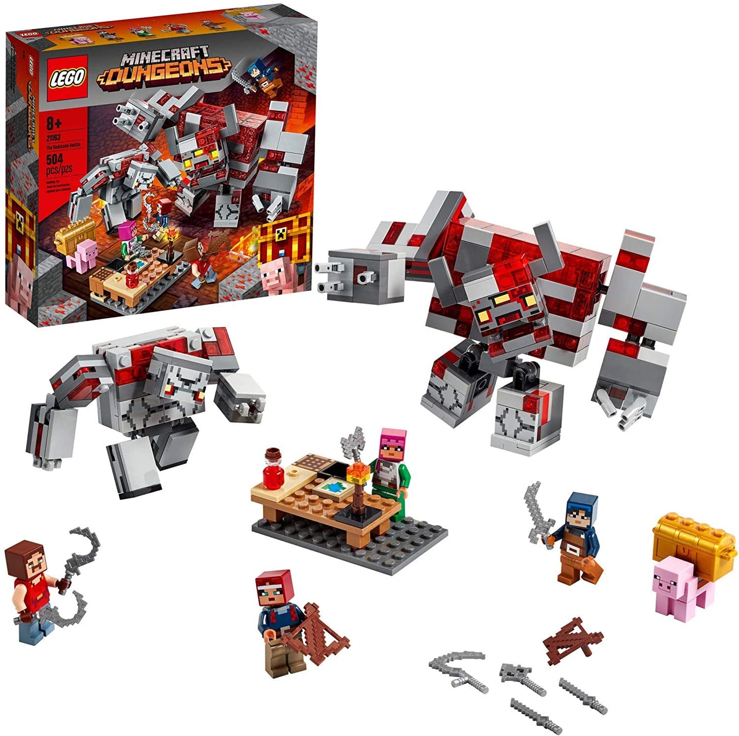 Lego Minecraft The Redstone Battle 21163 Cool Minecraft Set for Kids Aged 8 and Up, Great Birthday Gift for Minecraft Players and Fans of Monsters, Dungeons and Battle Action (504 Pieces)