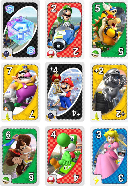 Mattel Games UNO Mario Kart Card Game for Kids, Adults, Family and Game Night with Special Rule for 2-10 Players