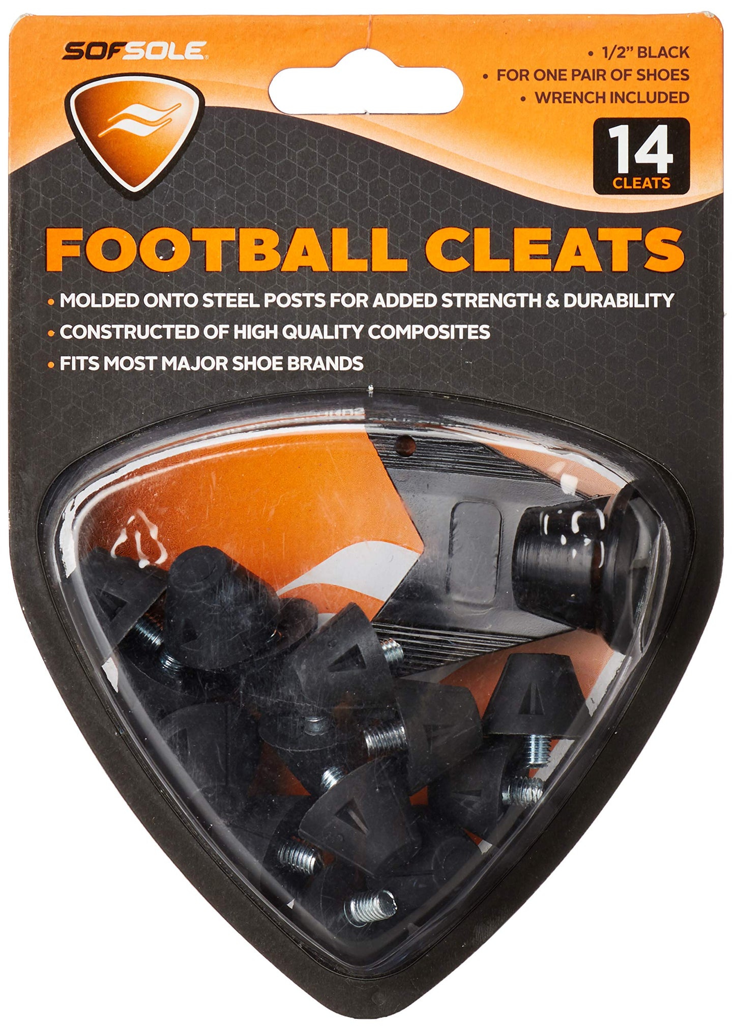 Sofsole 3/4 Inch Football Replacement Cleats Black - New