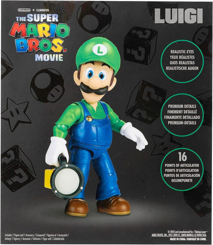 THE SUPER MARIO BROS. MOVIE - 5 Inch Action Figures Series 1 – Luigi Figure with Flashlight Accessory