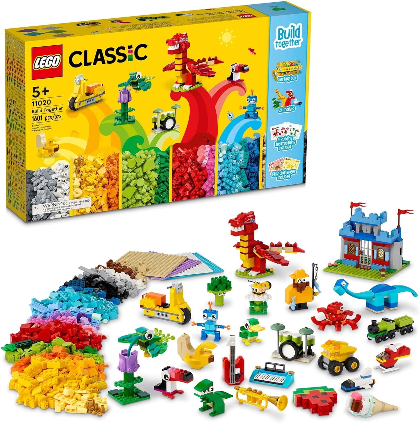 LEGO Classic Build Together 11020 Creative Building Toy Set for Kids, Girls, and Boys Ages 5+ (1,601 Pieces)