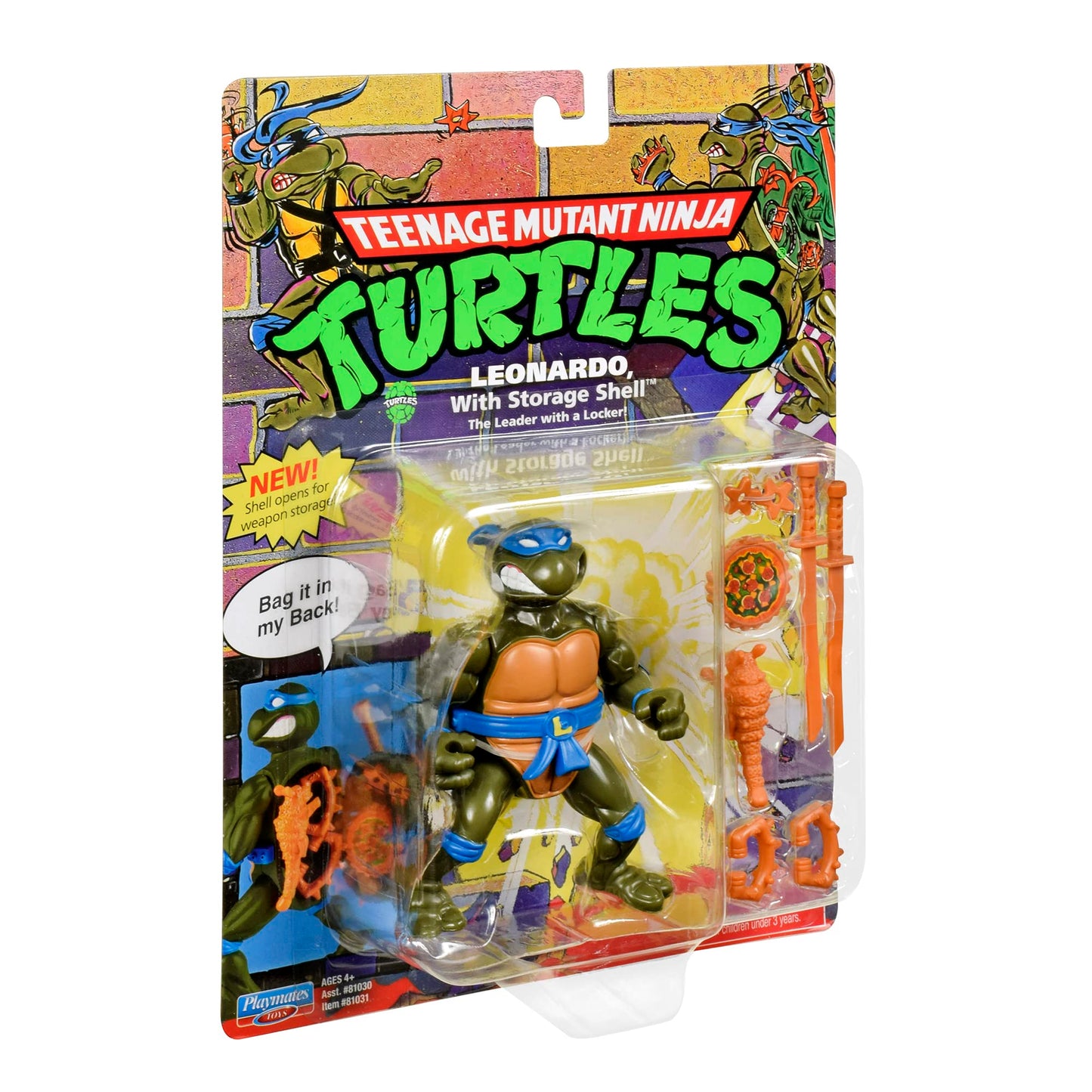 Teenage Mutant Ninja Turtles: 4” Original Classic Storage Shell Leonardo Basic Figure by Playmates Toys