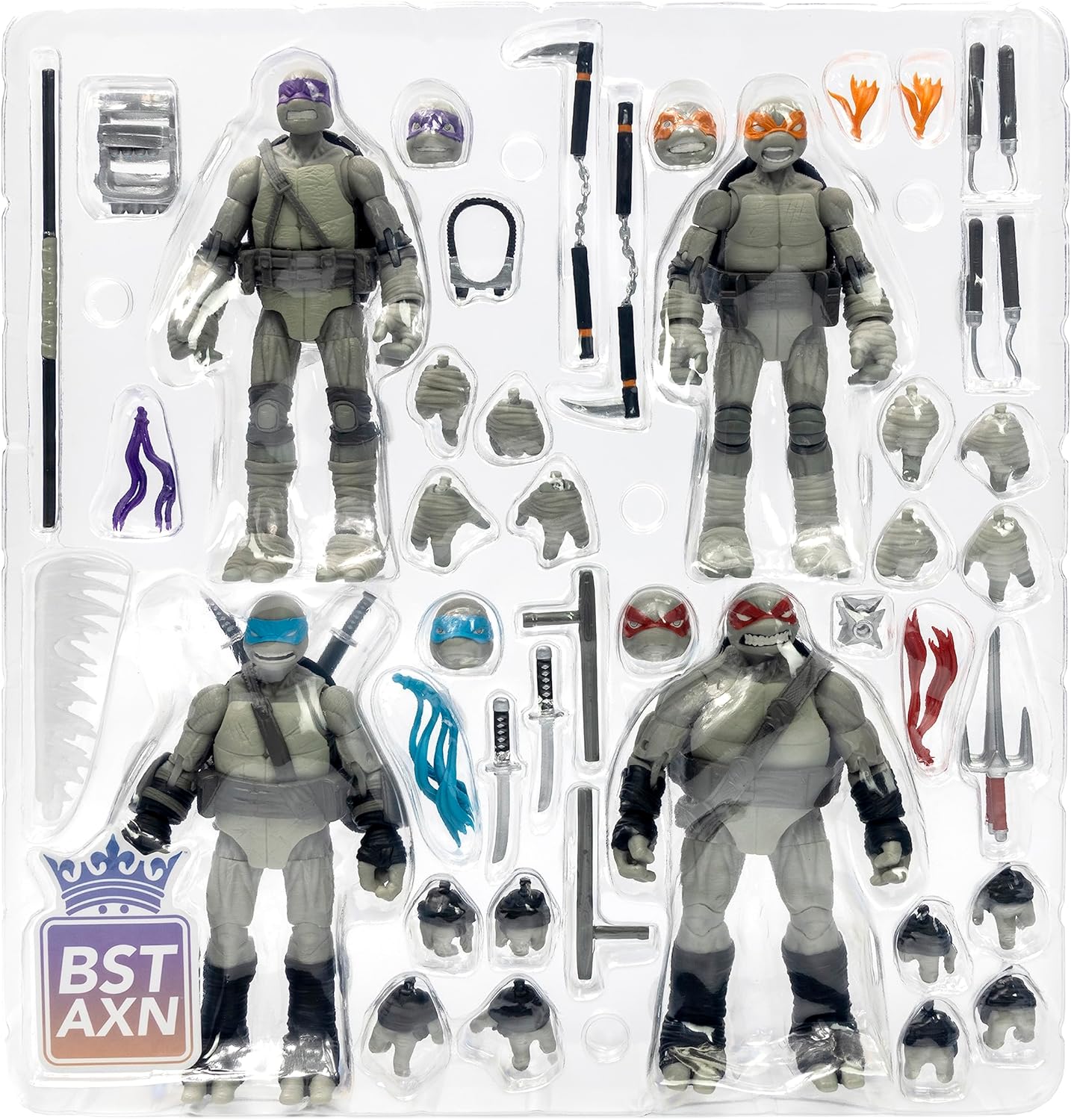 The Loyal Subjects Teenage Mutant Ninja Turtles BST AXN IDW Comic Inspired 'Black & White' 5-inch Action Figure 4-Pack