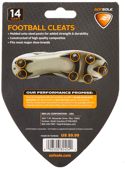 Sofsole 3/4 Inch Football Replacement Cleats Black - New